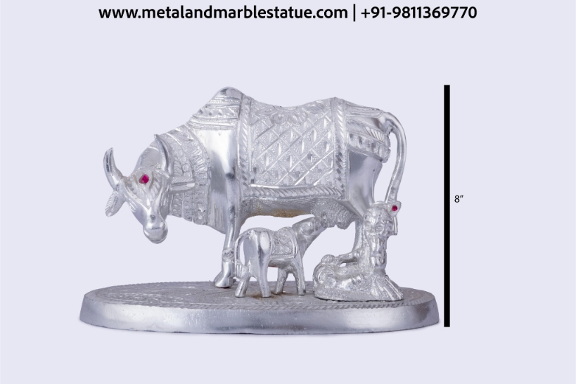 Cow with Calf Statue 8"